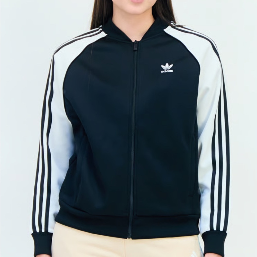 Adidas Women's‎ Black and White Striped Bomber Jacket